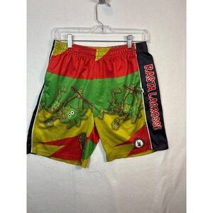 Flow Society Youth XL Rasta Lacrosse Mesh Shorts Green Red Yellow Cartoon